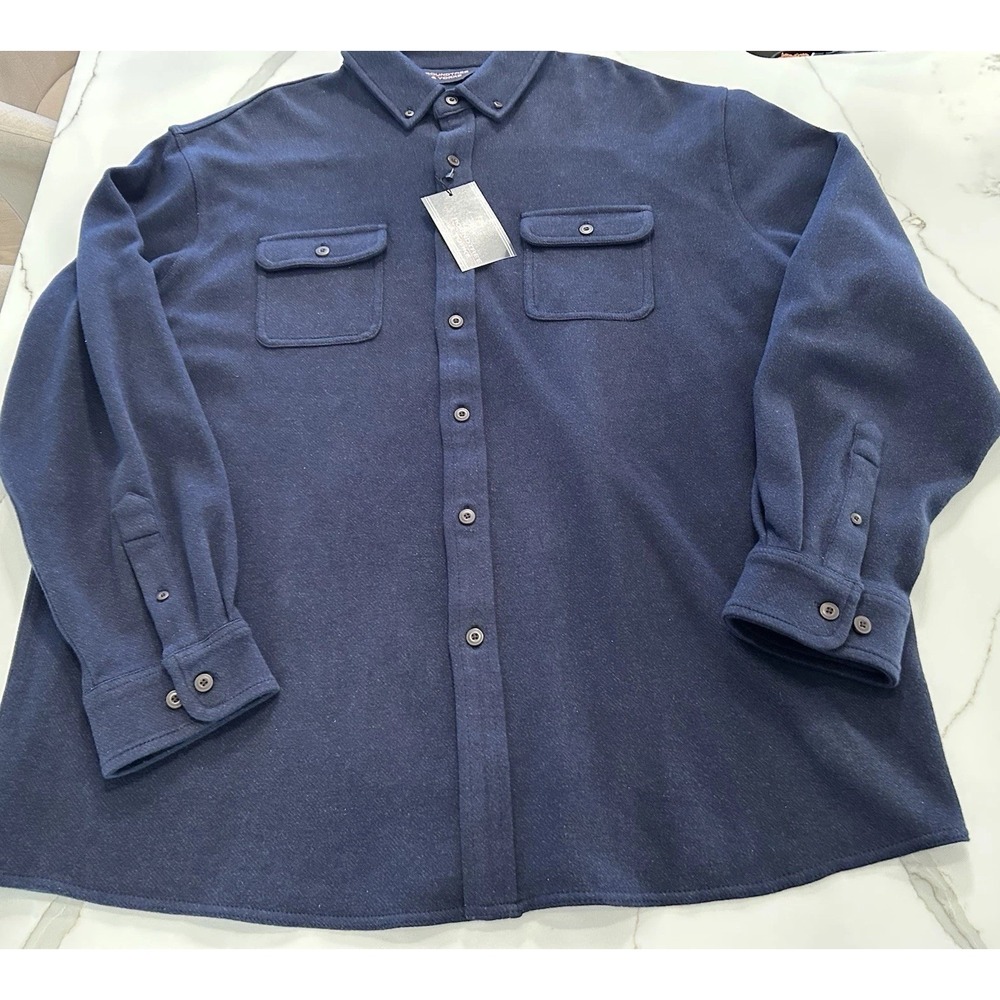 NEW Roundtree & Yorke Flannel Shirt 2XL Heavy Chore Solid Navy Blue NWT